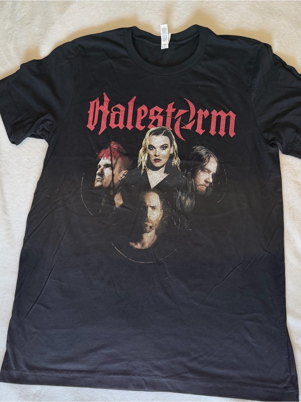 Bella+Canvas Black Short-Sleeve Halestorm Band Tee with Red Logo